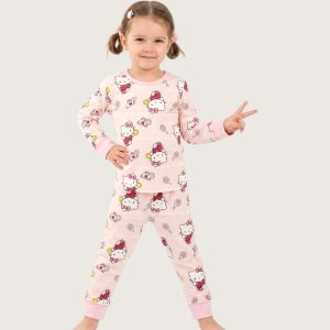 Hello Kitty Girls Full Sleeves Pajama Set KHAFIF - Light Pink