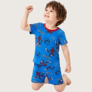 Marvel Spiderman Face Boys Shorts Set - Blue