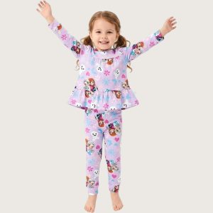 Snowman Princess Girls Full Sleeves Pajama Set KHAFIF - Purple