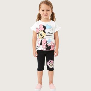 Minnie Girls Summer Shorts Set - White Black