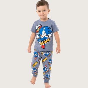 Sonic Action Boys Half Sleeves Pajama Set - Grey