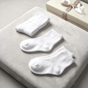 Plain Kids Socks 3 Pcs Set LONG - White