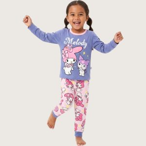 Melody Girls Full Sleeves Pajama Set - Blue Pink