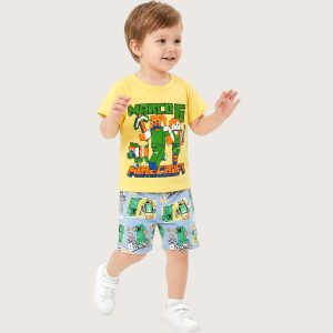Minecraft Boys Shorts Set - Yellow Blue