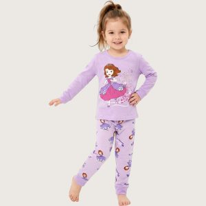 Welcome Princess Girls Full Sleeves Pajama Set KHAFIF - Purple