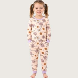 All Flowers Girls Full Sleeves Pajama Set KHAFIF - Brown