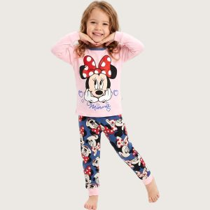 Think Minnie Girls Full Sleeves Pajama Set - Pink Blue