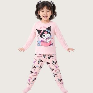 Fun Kuromi Girls Full Sleeves Pajama Set KHAFIF - Pink
