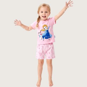 Frozen Princess Girls Shorts Set - Baby Pink