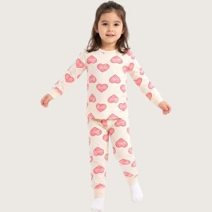 Love Barbie Girls Full Sleeves Pajama Set KHAFIF - Cream