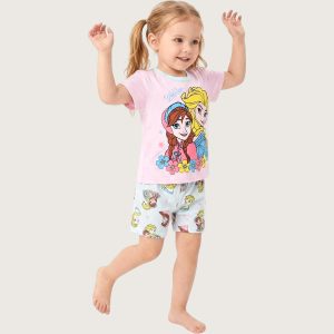 Colorful Princess Girls Shorts Set - Pink