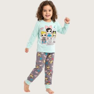 Chill Together Girls Full Sleeves Pajama Set KHAFIF - Blue Grey