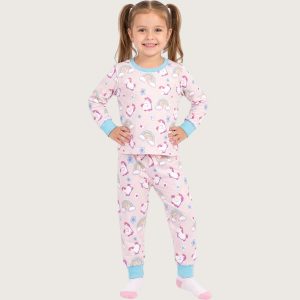 Pony Rainbow Girls Cotton Full Sleeves Pajama Set - Pink