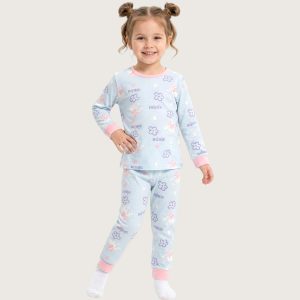 Minnie Floral Girls Full Sleeves Pajama Set KHAFIF - Sky Blue