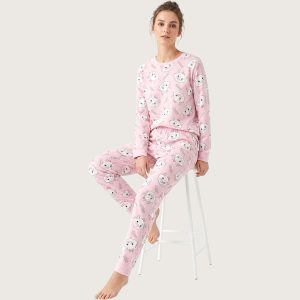 Marie Ladies Full Sleeves Pajama Set - Pink