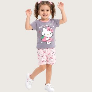 Hello Kitty Girls Shorts Set - Grey Pink