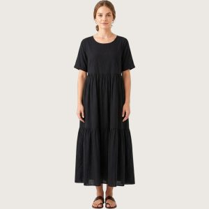 Plain Ladies Cotton Dress - Black
