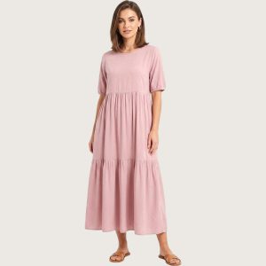 Plain Ladies Cotton Dress - Pink