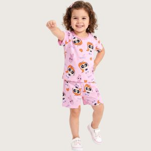 Saving Love Girls Shorts Set - Pink