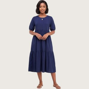 Plain Ladies Cotton Dress - Blue