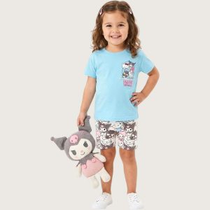 Kuromi Girls Summer Shorts Set - Sky Blue