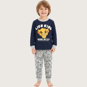 Lion King Boys Full Sleeves Pajama Set KHAFIF - Blue Grey