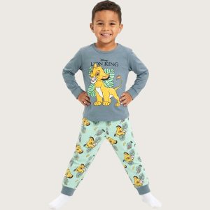 Lion King Boys Full Sleeves Pajama Set KHAFIF - Grey Green