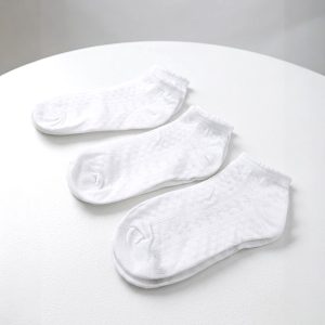 Plain Girls Socks 3 Pcs Set Ankle Cut - White