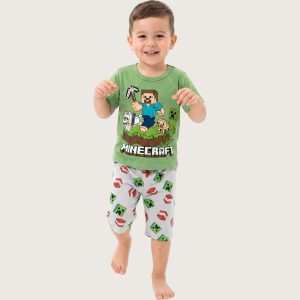Minecraft Boys Bermuda Set - Green Grey
