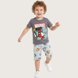 All Marvel Boys Bermuda Set - Grey