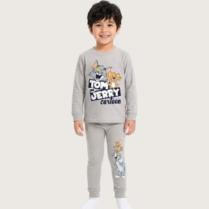 To & Jerry Boys Full Sleeves Pajama Set KHAFIF - Grey