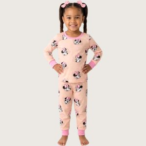 Smile Minnie Girls Cotton Full Sleeves Pajama Set - Pink