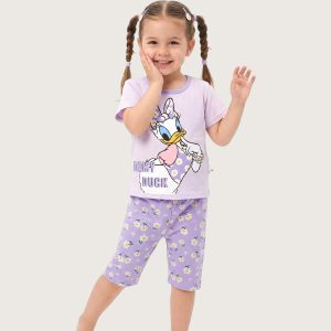 Daisy Duck Girls Bermuda Set - Purple