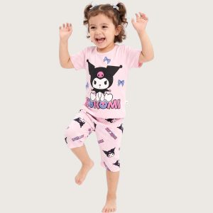 Bow Kuromi Girls Bermuda Set - Pink