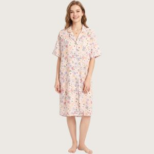 Floral Ladies Long Shirt - Cream