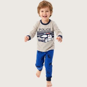 Police Boys Full Sleeves Pajama Set KHAFIF - Blue Grey