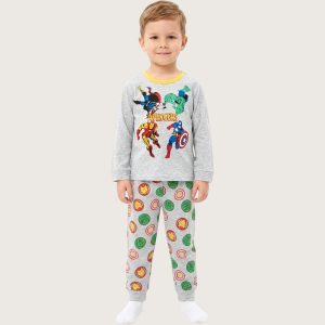 All Avengers Boys Full Sleeves Pajama Set KHAFIF - Grey