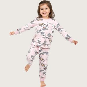 Bunny Girls Cotton Full Sleeves Pajama Set - Pink