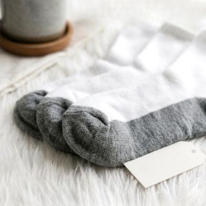 Plain Kids Socks 3 Pcs Set Long - White Grey