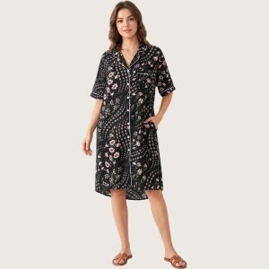 Tulips Ladies Long Shirt - Black