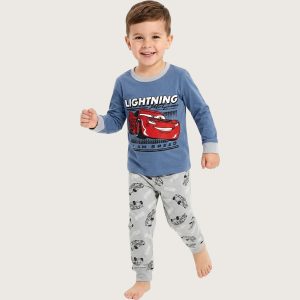 Lightning McQueen Boys Full Sleeves Pajama Set KHAFIF - Blue Grey