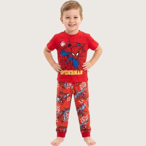 Spiderman Action Boys Half Sleeves Pajama Set - Red