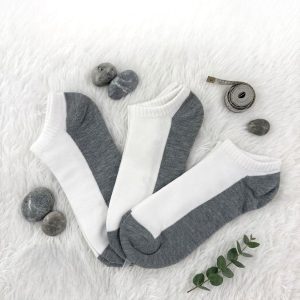 Plain Adult Socks Ankle Cut - White Grey