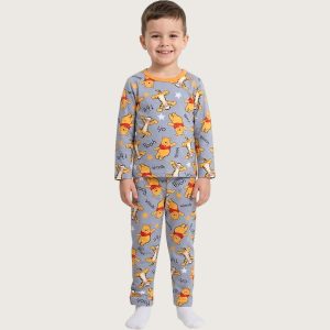 Winnie the Pooh Boys Cotton Pajama Set - Grey