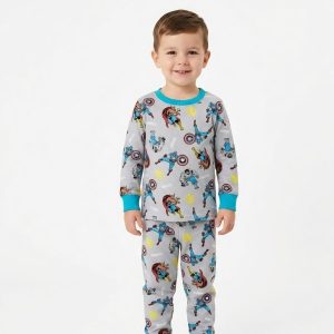 America Captian Boys cotton full sleeve pajama set - Gray