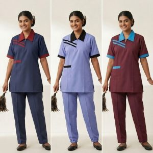 Side Strip Uniforms Maid Kreb Punjabi يونيفورم كريب - Maroon, Navy, Blue