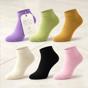 Plain Adult Socks 6 Pcs Set ANKLE CUT - Multicolor