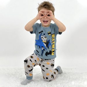 Batman Boys Half Sleeves Pajama Set - Blue Grey