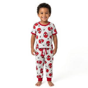 Spiderman Face Boys Half Sleeves Pajama Set - Grey