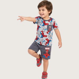 Marvel Spiderman Boys Shorts Set - Grey